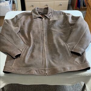 Canadian Sportswear Leather Coat - Chocolate Brown Minimalist Classic Size XXXL